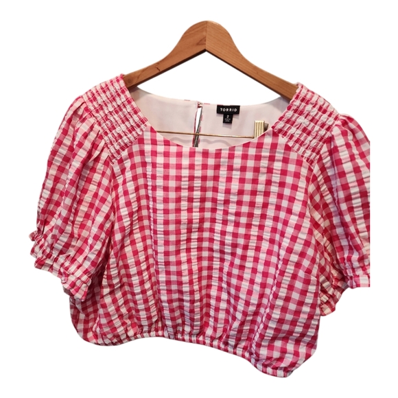 torrid Tops - Torrid Pink Gingham Blouse